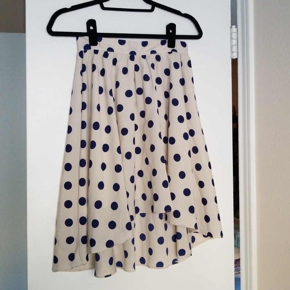 Ivory & Navy Polka Dot Skirt from Francescas - Picture 1 of 2